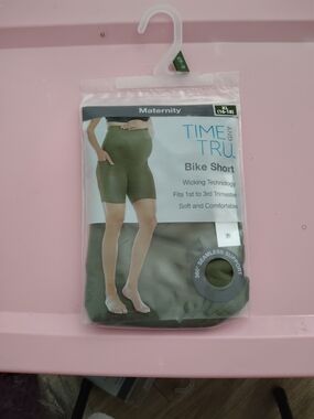 Time And Tru  Maternity Bike Shorts Xl 16/18  Soft Comfo Camo Green NWT MRSP $15